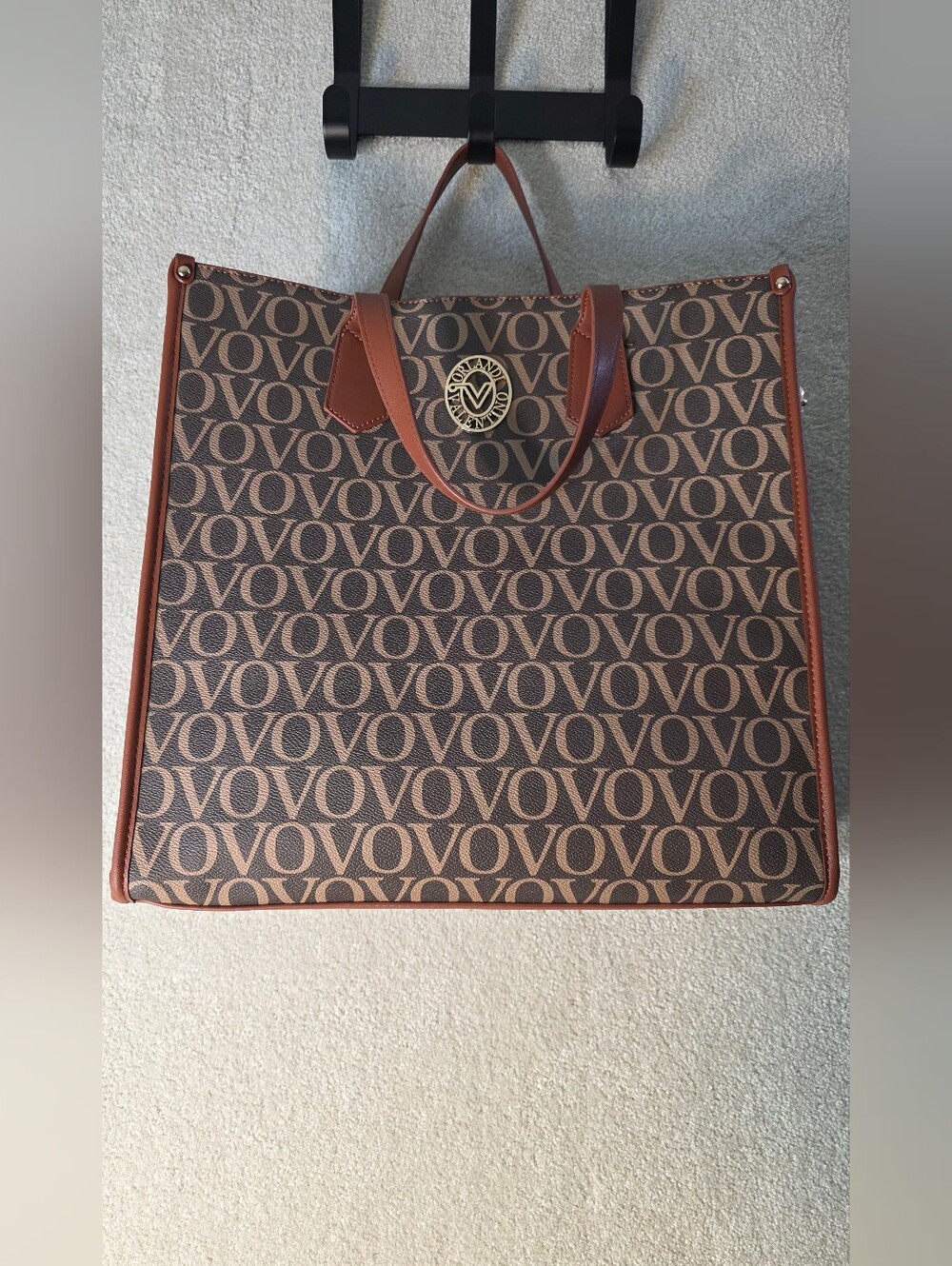 Valentino Orlandi Printed Logo Monogram Tote W/Crossbody Strap OS NWOT